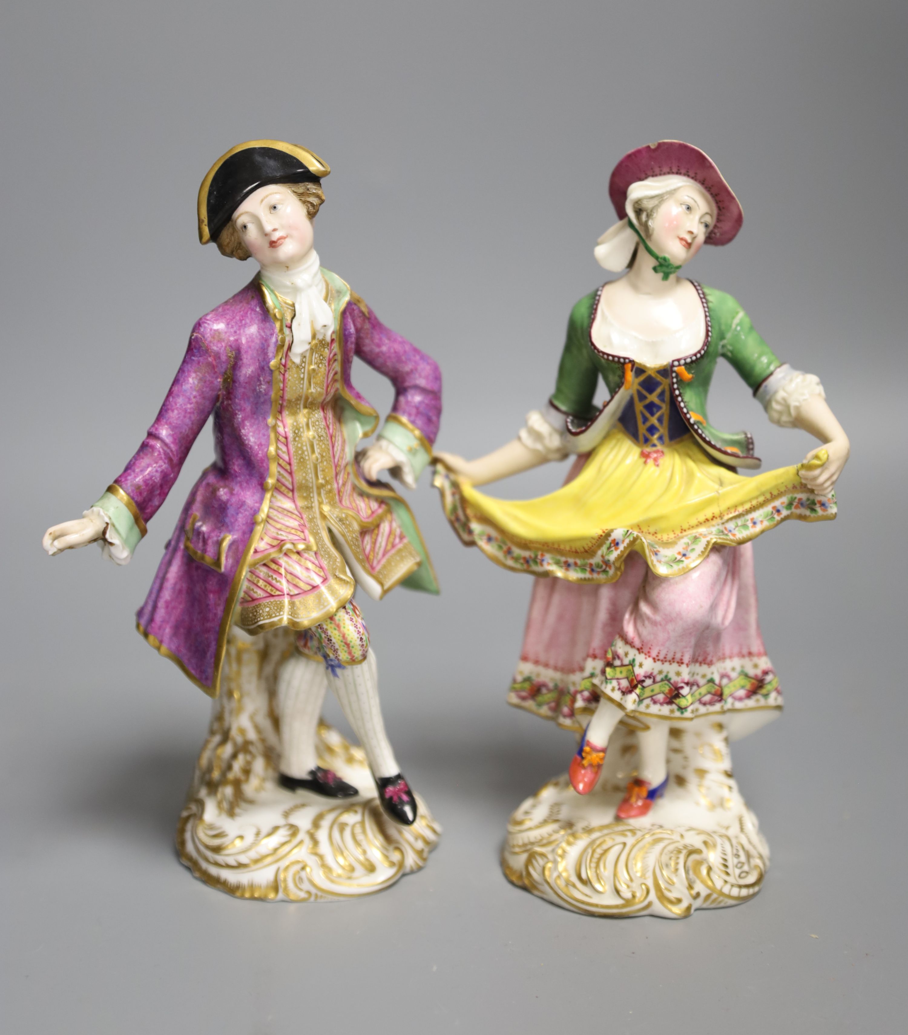 A pair of 19th century Minton figures of a lady and gentleman dancing, height 19.5cm
